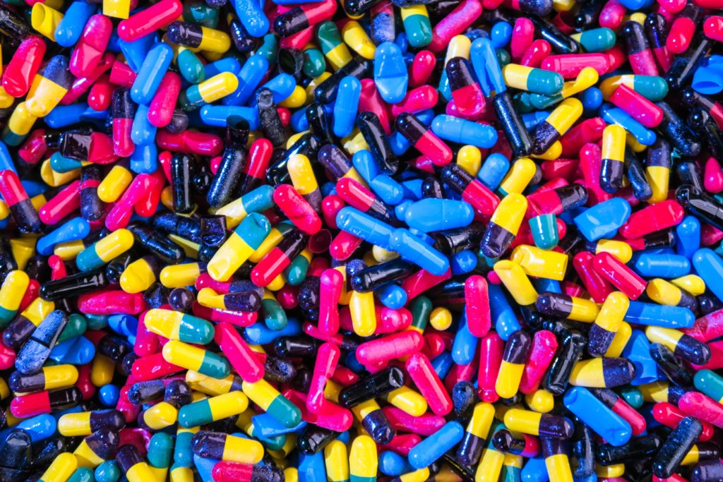 Image of a pile of colorful antibiotic pills