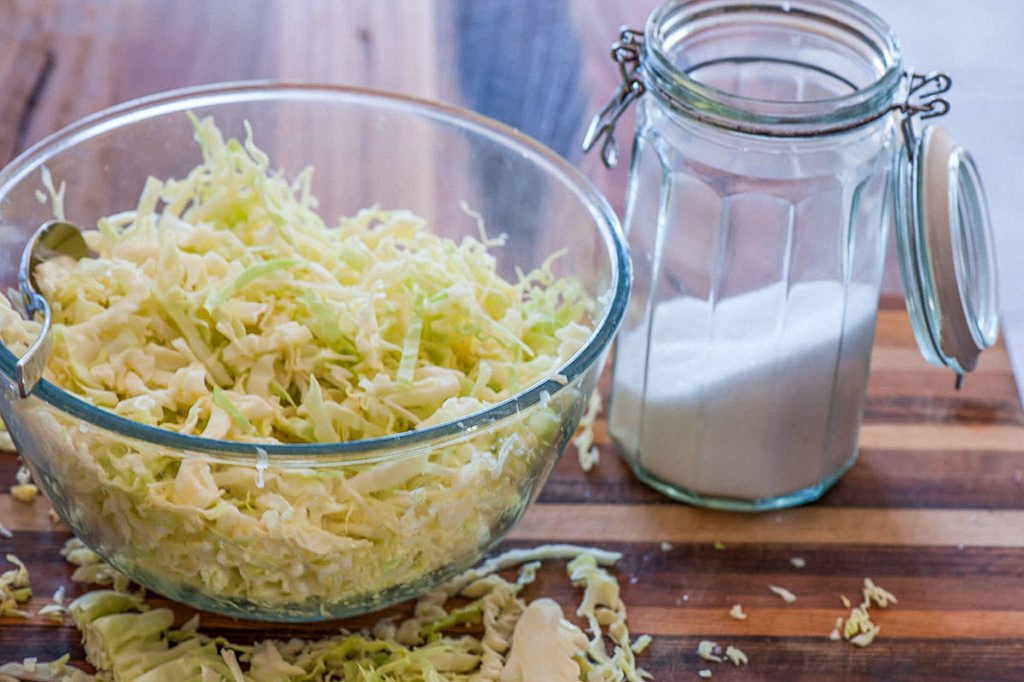 Image of the ingredients to make probiotic sauerkraut