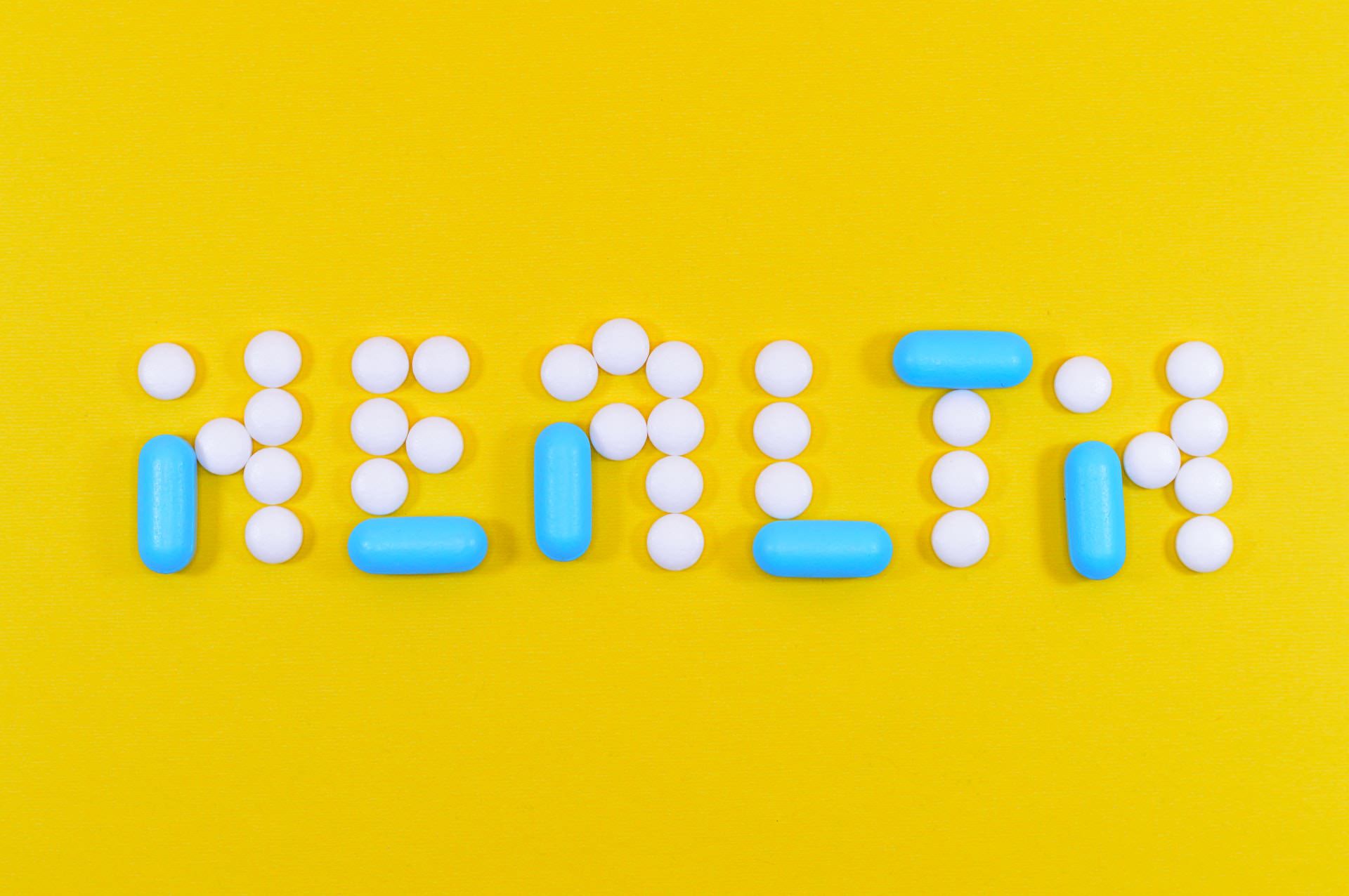 'Health' spelled out in pills